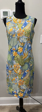 J. McLaughlin Embroidered Tropical Bird Floral Sheath Dress Size 2 Resort Garden